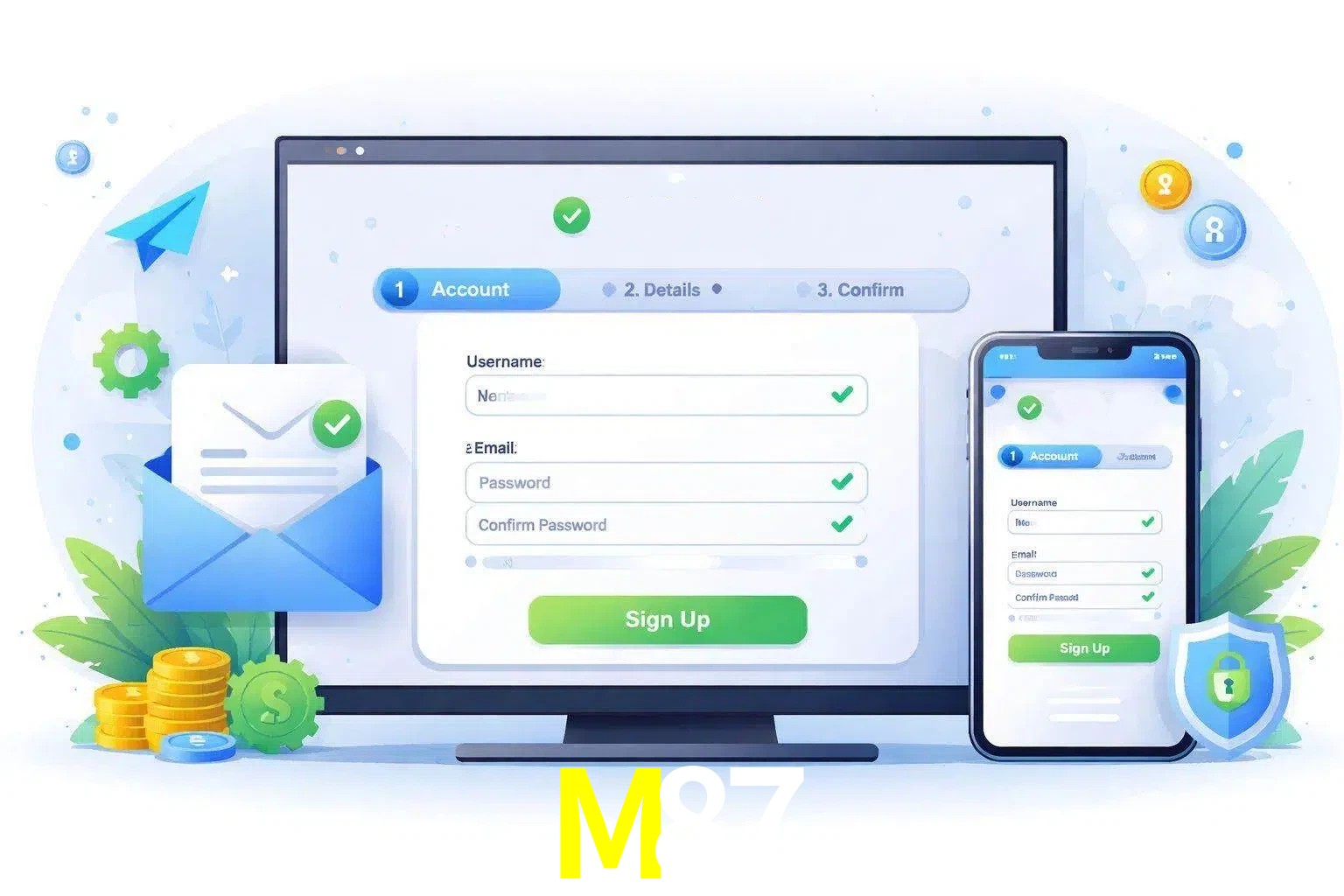 Registro de nuevo usuario y configuración de cuenta M87